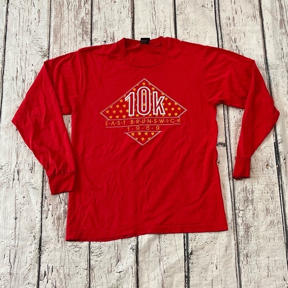 Vintage 80s 10K East Brunswick Running Race 1989 Long Sleeve Tshirt - Picture 1 of 7